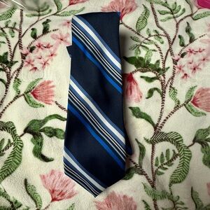 Classic Navy Striped Tie with Blue Accents